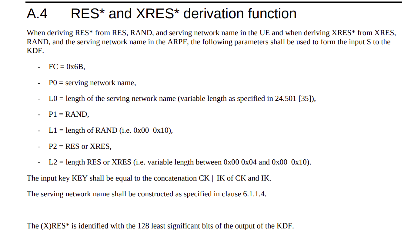 XRES* derivation spec